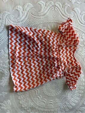 Girls Orange Chevron Short-Sleeve cotton dress fall pumpkin patch festival GUC